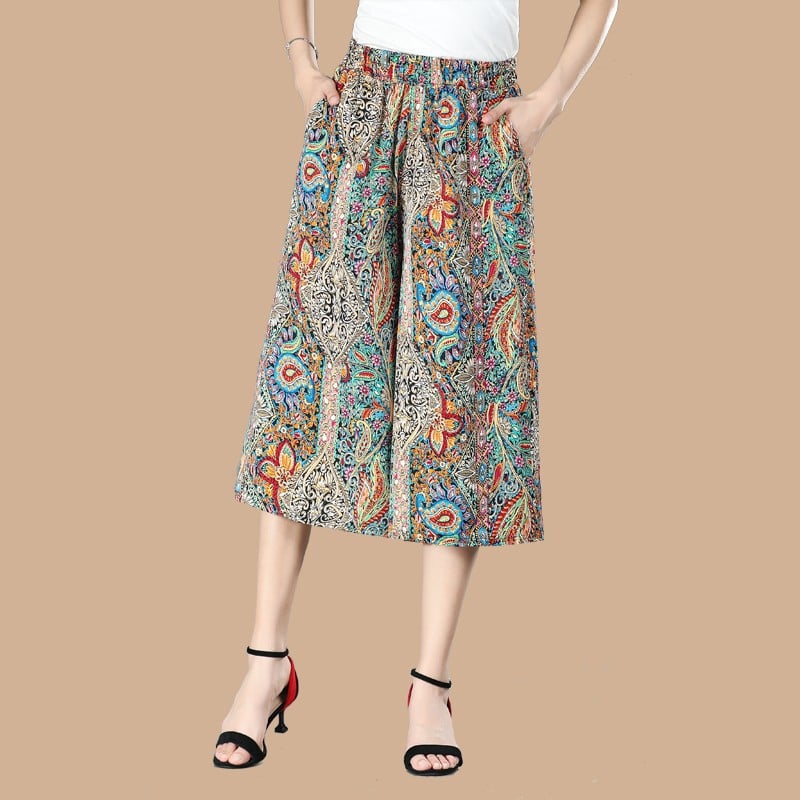 Jayne | Geblümte Culottes mit elastischer Taille