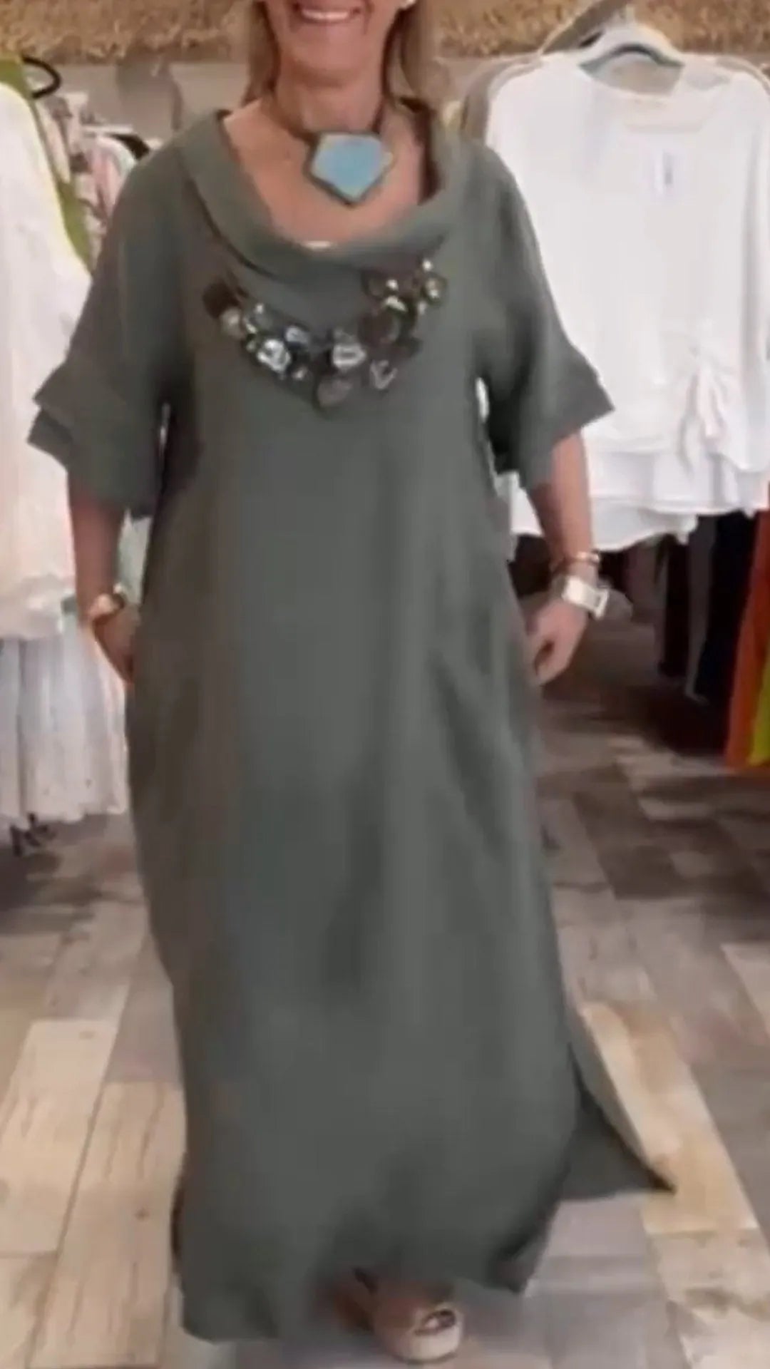 Hazel | stylisches Baumwollkleid für den Alltag in einfarbigem Design