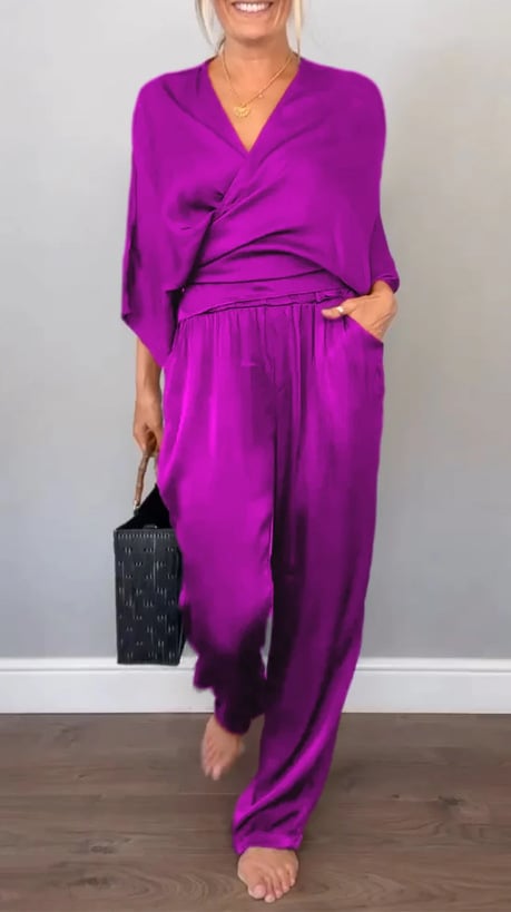 Ashlyn | Elegantes Satin-Set mit V-Ausschnitt