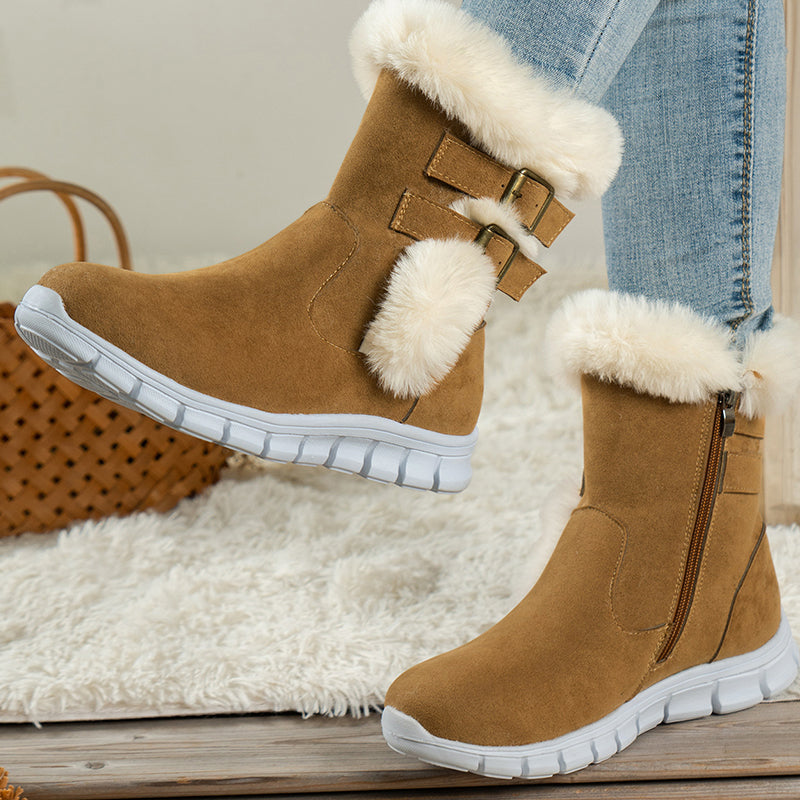 Alica | Stilvolle Winterstiefel mit Fellbesatz und Schnallen