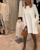 Penelope | Schickes Kleid für Damen mit Rundhalsausschnitt und Schleifenärmeln