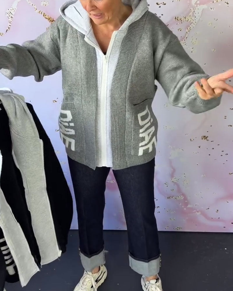 Marcelie | Langer Pullover-Mantel mit Print