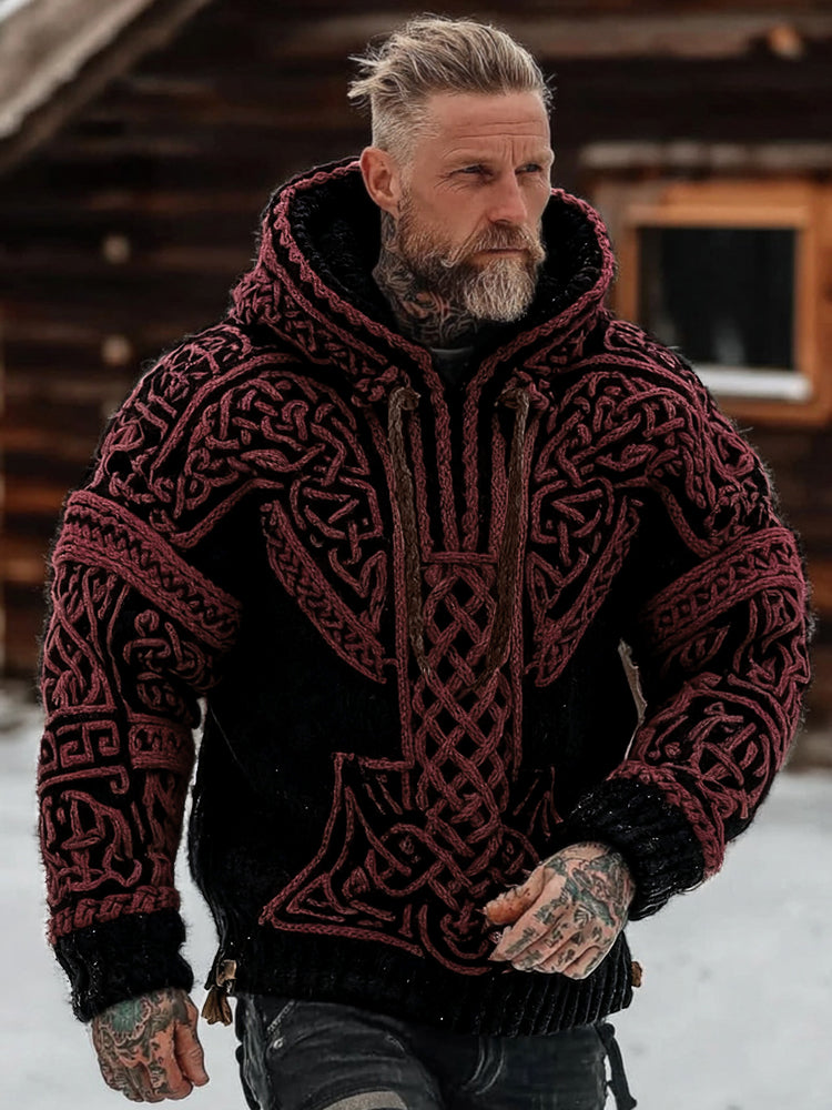 Paul | Wikinger-Strickpullover mit Kapuze
