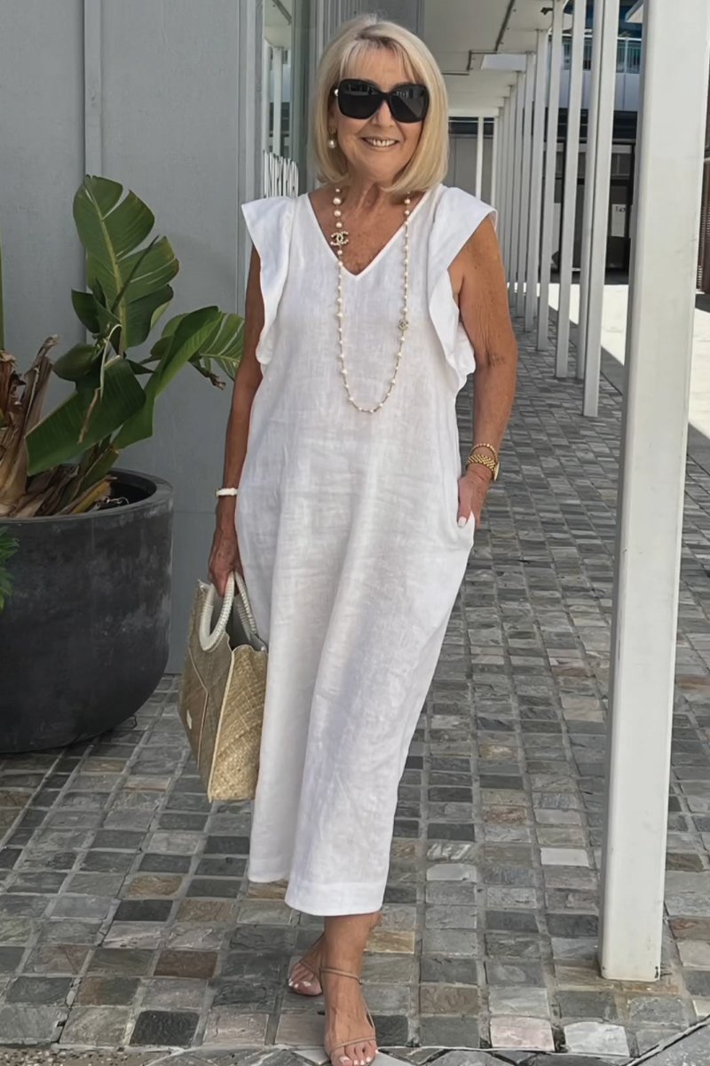 Emelia | bequemes Leinenkleid, lässiger Look mit weitem Arm.