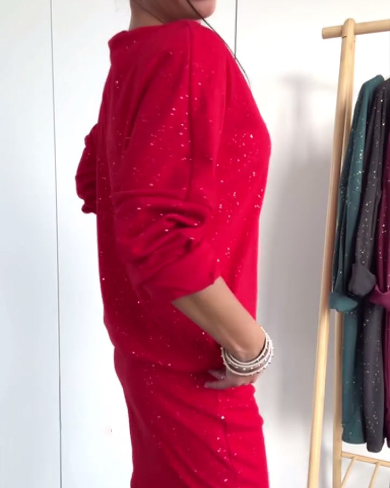 Fenila | Strahlendes Party-Strickkleid mit Feinem Glitzer