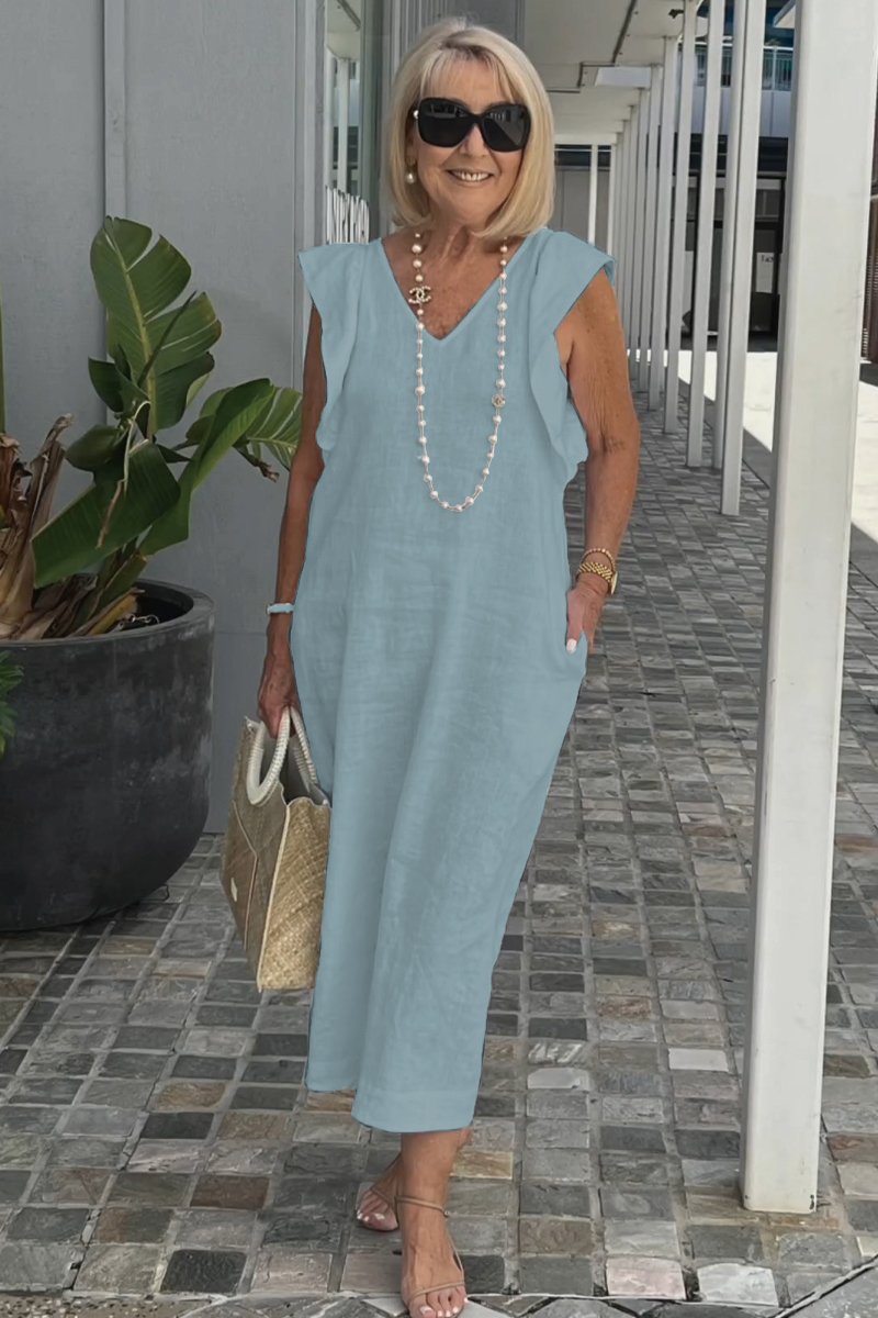 Emelia | bequemes Leinenkleid, lässiger Look mit weitem Arm.