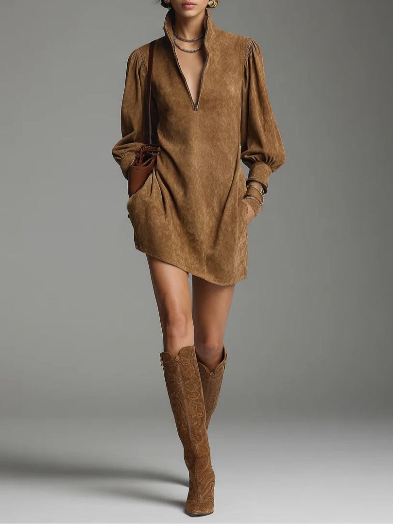 Felina | Braunes Wildleder-Minikleid