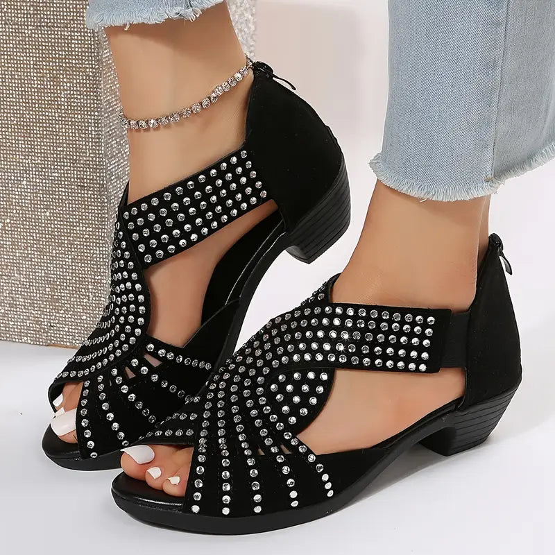Samarah | Stilvolle Kreuzsohlen-Sandalen mit Strassdetails
