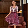 Traditionelles Oktoberfest-Dirndl in Burgunder mit Blumenmuster und Schürze