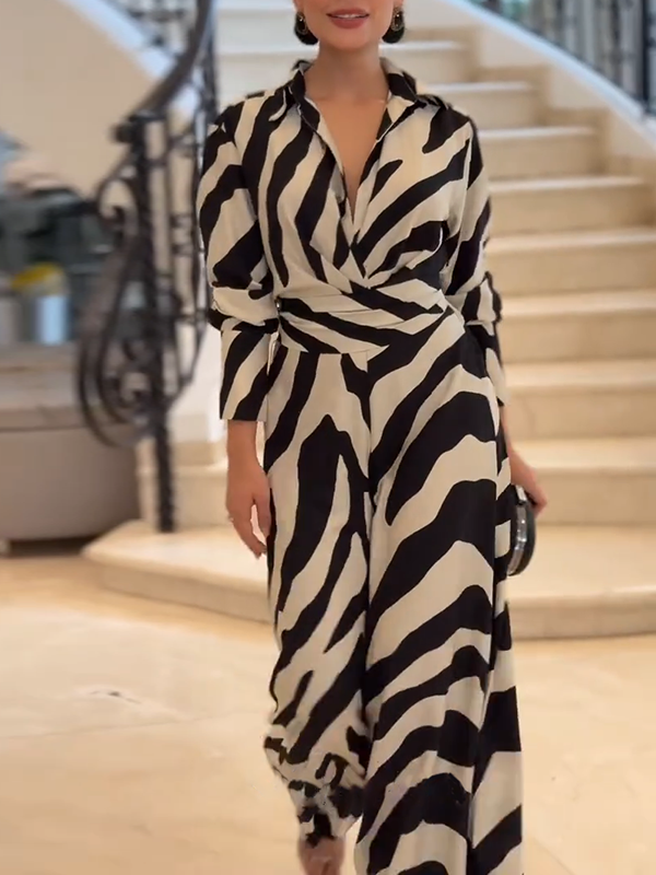 Zerina | Zebra Print Jumpsuit Mit Weitem Bein