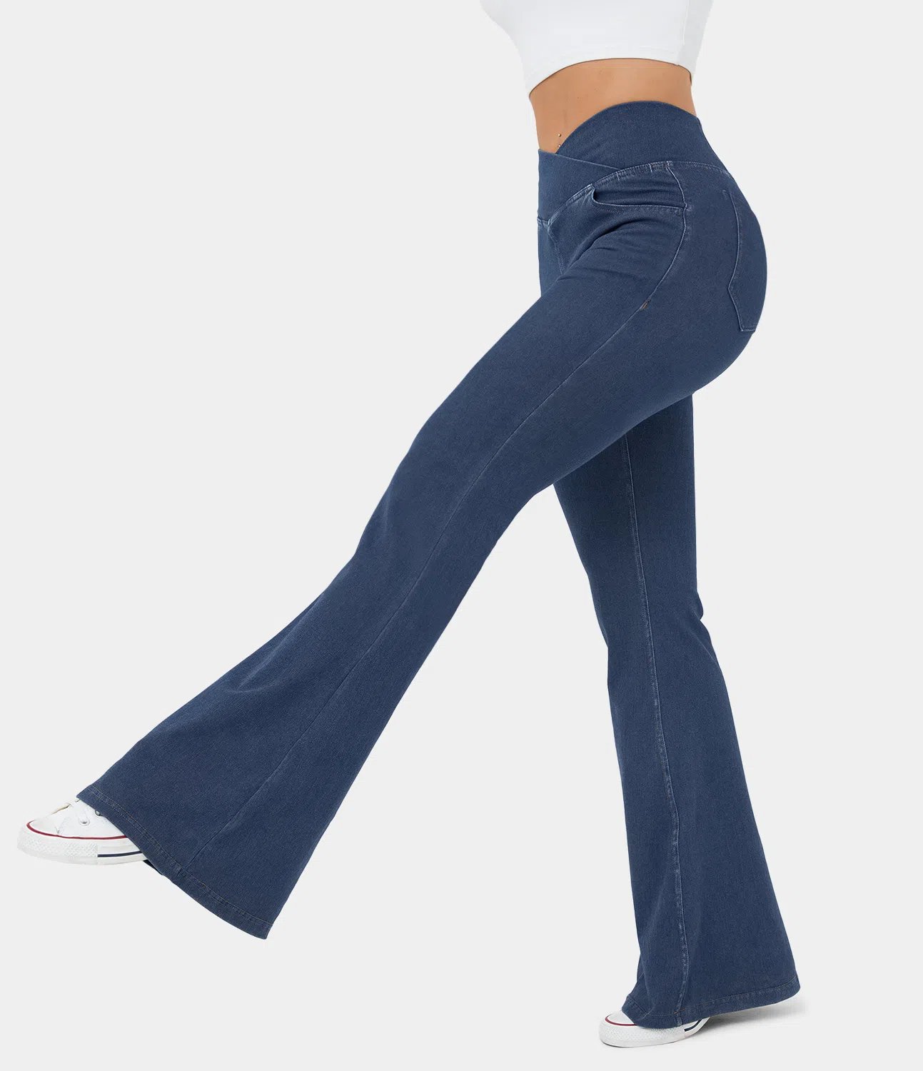 Zaira™ | Hochtaillierte Stretch-Flare-Hose - Denim-Indigo / S