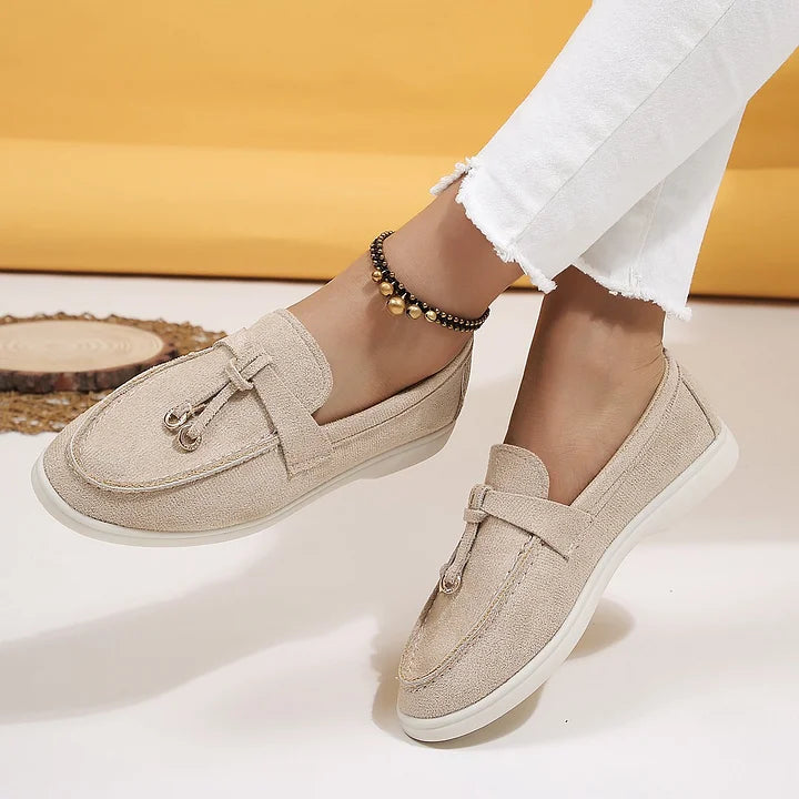 Yany | Damen-Loafers aus Wildleder mit geknoteter Quaste