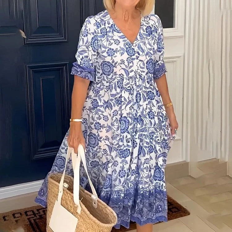 Meredith™ | Boho-Stil Kleid mit V-Ausschnitt
