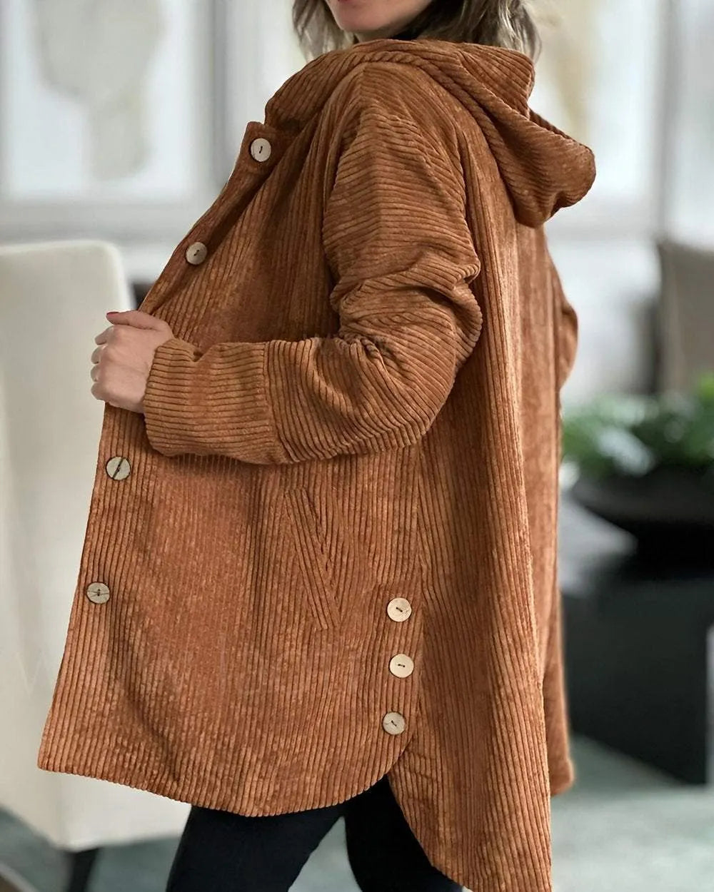 Andrea™ | Lässige Cordjacke mit Kapuze für Damen
