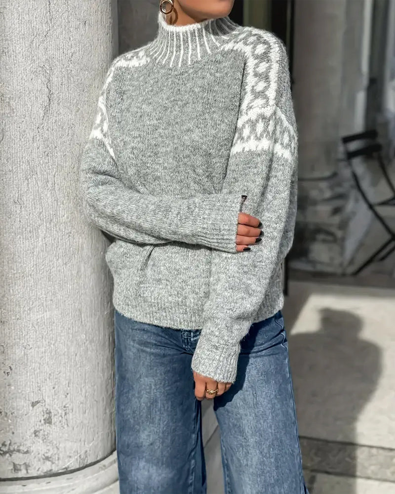 Zuvey | Gemusterter Rollkragenpullover