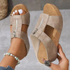 Noora | Modische Keilsandalen mit funktionellem Reißverschluss