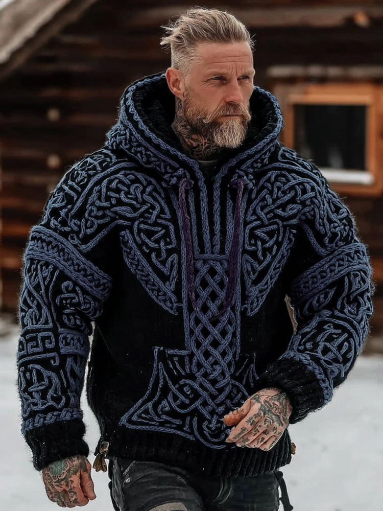 Paul | Wikinger-Strickpullover mit Kapuze