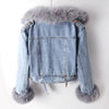 Veronica | Denim-Motojacke mit Kunstpelz