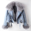 Veronica | Denim-Motojacke mit Kunstpelz