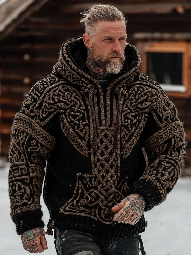 Paul | Wikinger-Strickpullover mit Kapuze