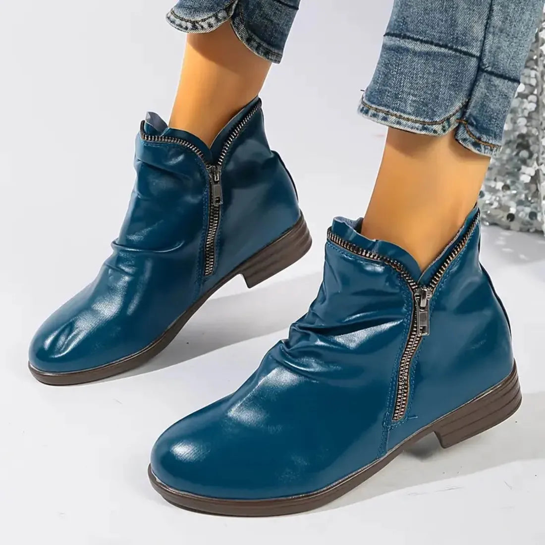 Lornia | Damenstiefel mit doppeltem Reißverschluss