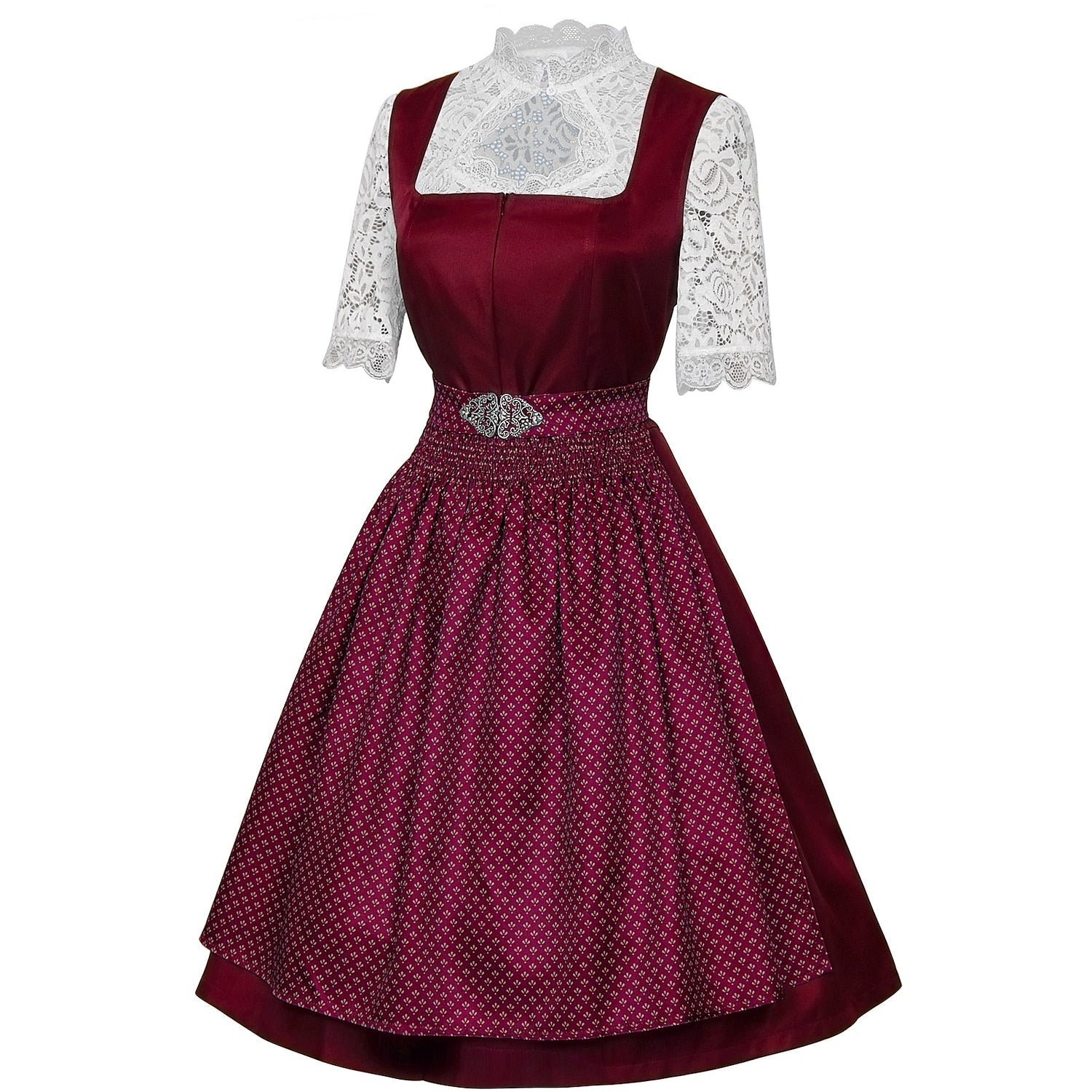 Elegantes Oktoberfest-Dirndl mit Schürze und spitzenbesetzter Bluse