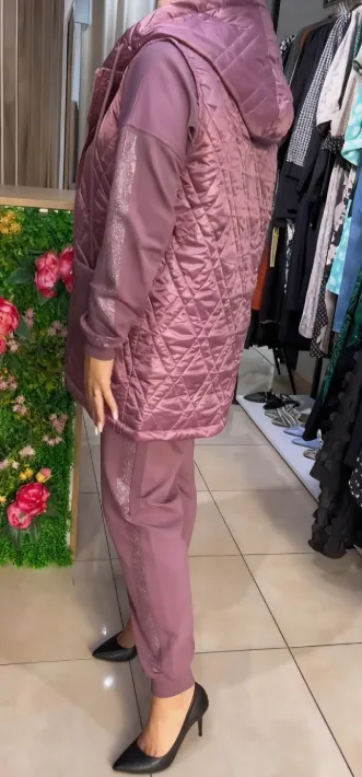 Melozie | Zweiteiliges Set mit Pailletten-Kapuzenweste