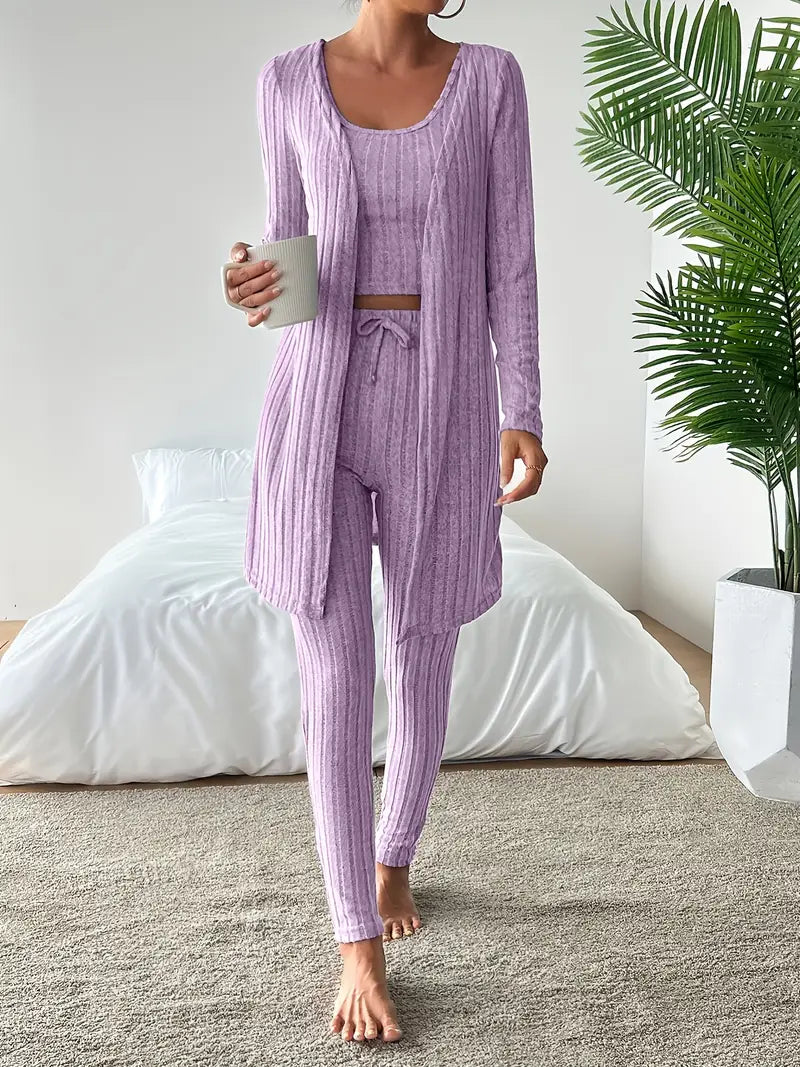 Chloe | Stilvolles 3-teiliges Set aus geripptem Strick
