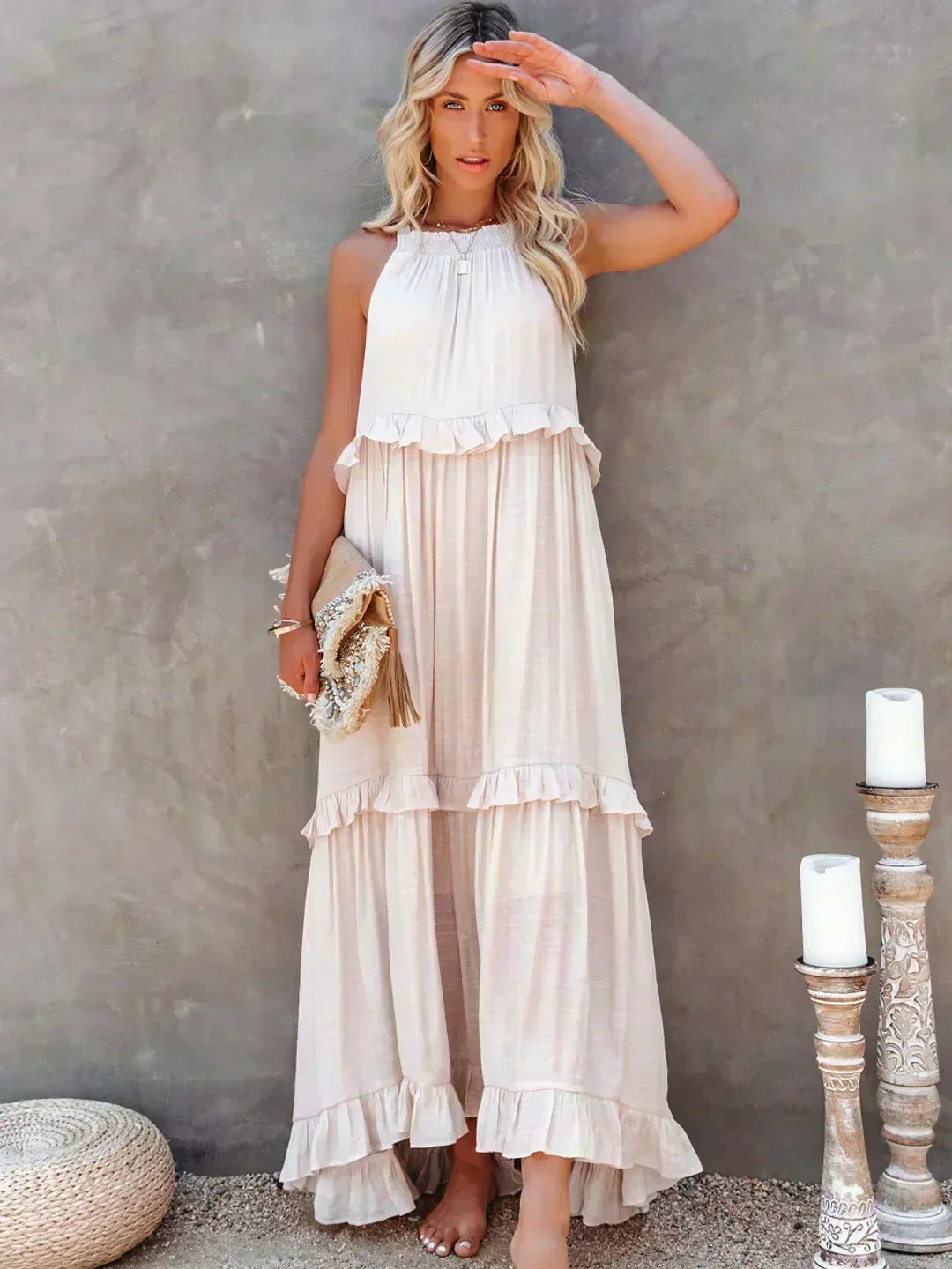 Jovilyn | Ärmelloses Kleid mit Rüschen