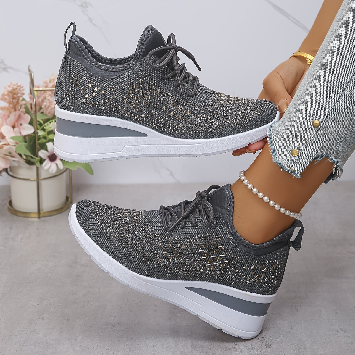 Ahya | Elegante Sneakers mit Strasssteinen