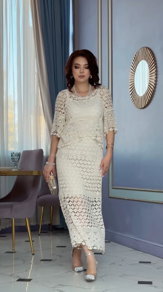 Dalyn | Elegantes Retro-Set mit Spitzen-Ärmeln