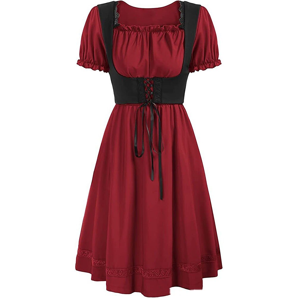 Renaissance-Style Oktoberfest Dress with Puff Sleeves