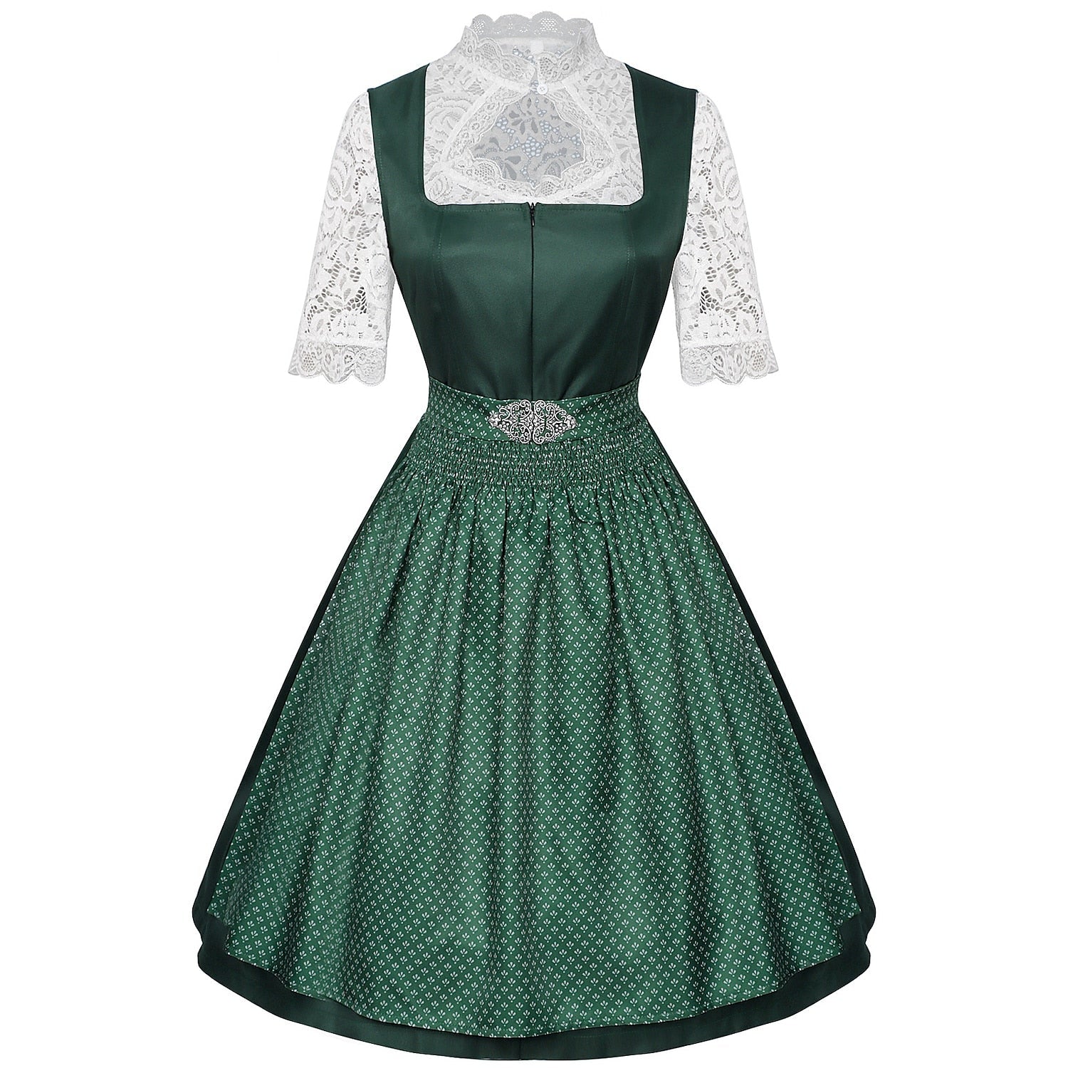 Elegantes Oktoberfest-Dirndl mit Schürze und spitzenbesetzter Bluse