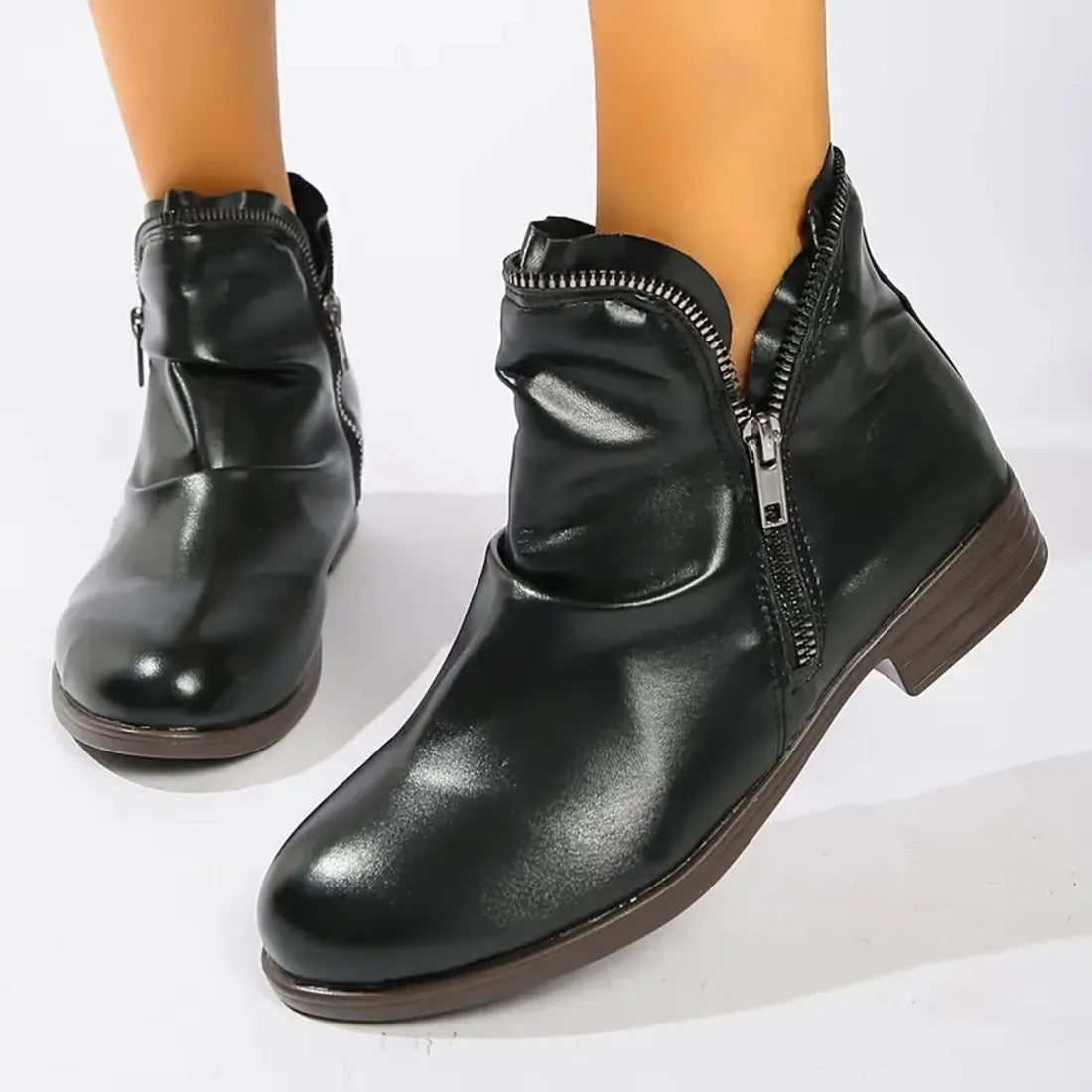 Lornia | Damenstiefel mit doppeltem Reißverschluss