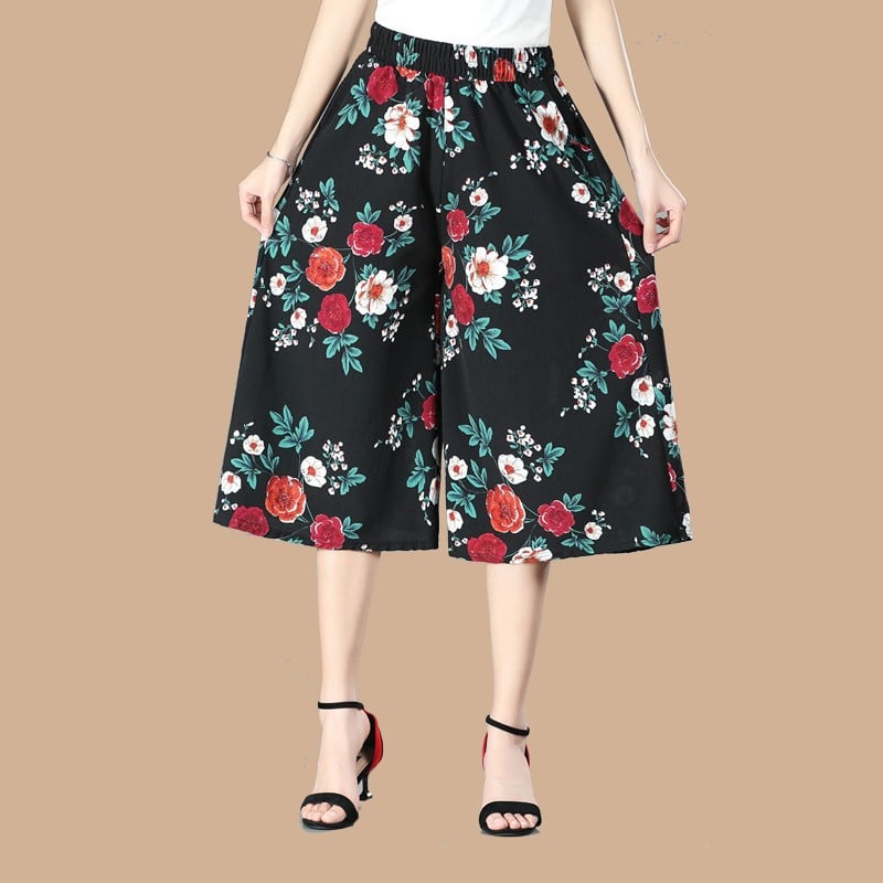Jayne | Geblümte Culottes mit elastischer Taille