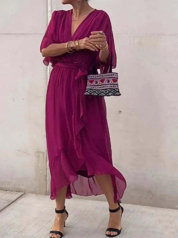 Monica | Zartes Kleid aus Chiffon mit V-Ausschnitt