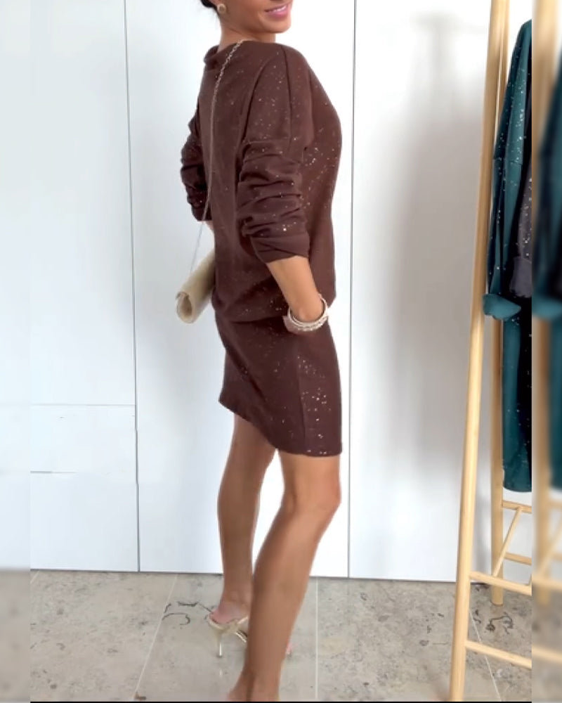 Fenila | Strahlendes Party-Strickkleid mit Feinem Glitzer