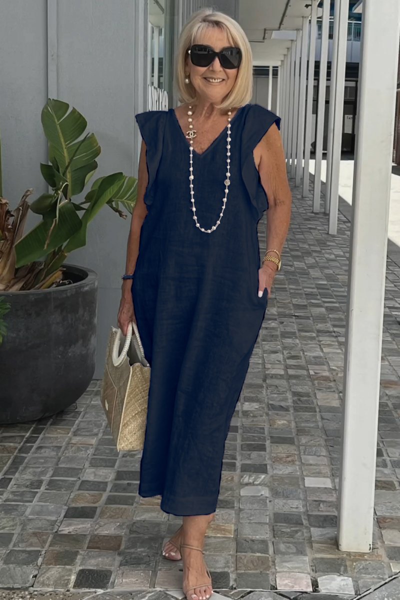 Emelia | bequemes Leinenkleid, lässiger Look mit weitem Arm.