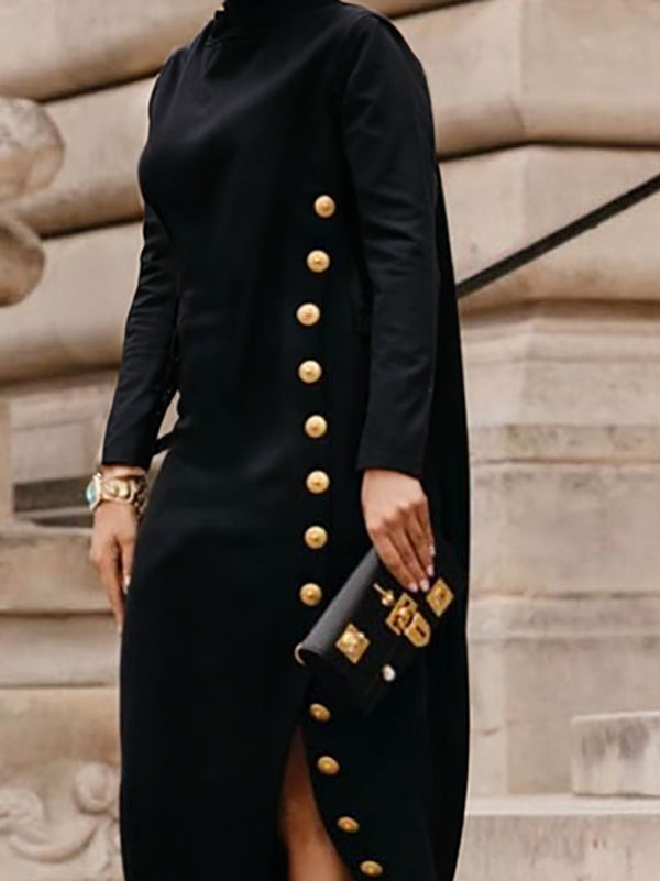 Jhanilyn | Asymmetrisches Maxi-Kleid Mit Knopfleiste