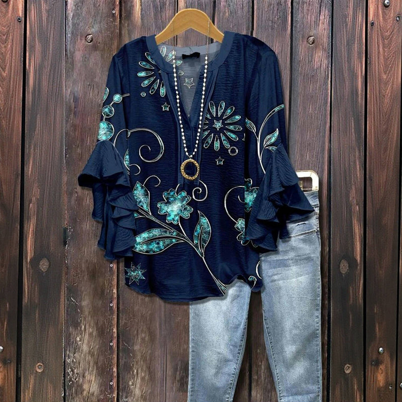 Fyna | Vintage-Bluse mit Blumenprint