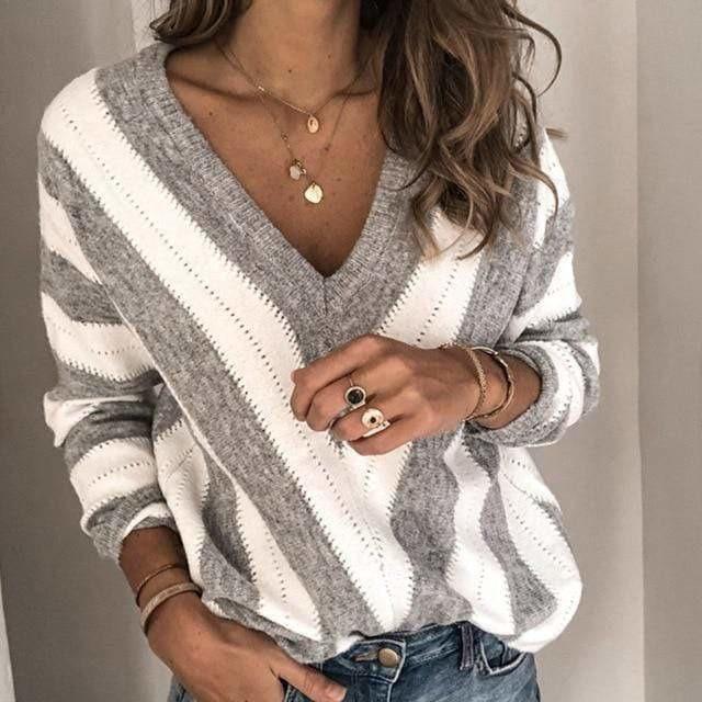 Yuna | Eleganter & Bequemer Gestreifter Pullover