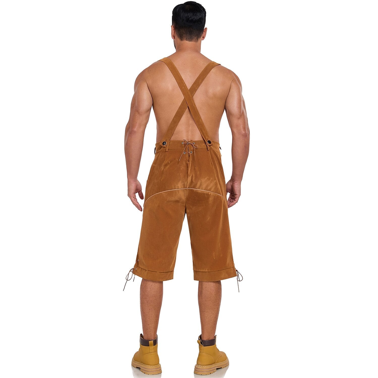 Oktoberfest Men’s Yellow Embroidered Lederhosen