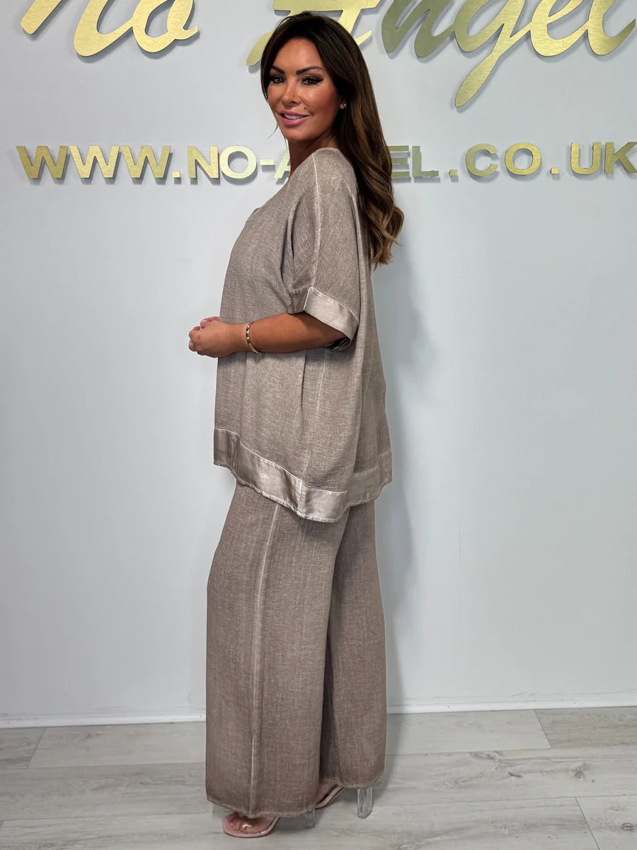 Lenie | Baumwoll-Leinen Anzug mit V-Ausschnitt