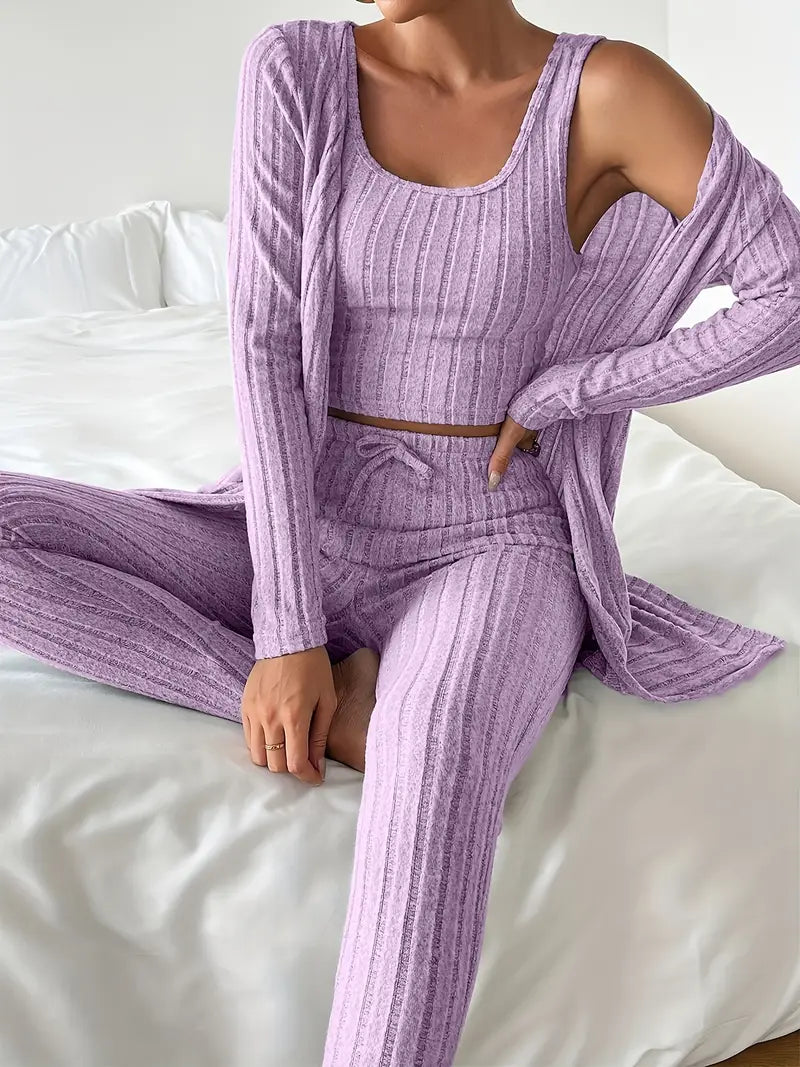 Chloe | Stilvolles 3-teiliges Set aus geripptem Strick