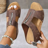 Noora | Modische Keilsandalen mit funktionellem Reißverschluss
