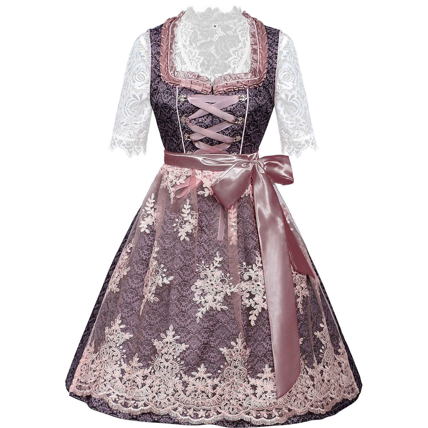 Lila besticktes Oktoberfest Dirndl-Set
