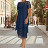Sarah | elegantes A-Linien-Midikleid, mehrlagiges Mesh-Design.