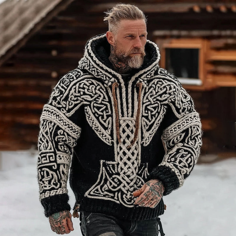 Paul | Wikinger-Strickpullover mit Kapuze