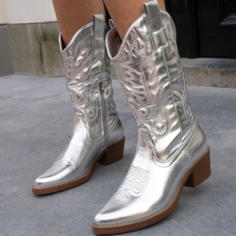 Ariela | Elegante Metallic-Cowboystiefel