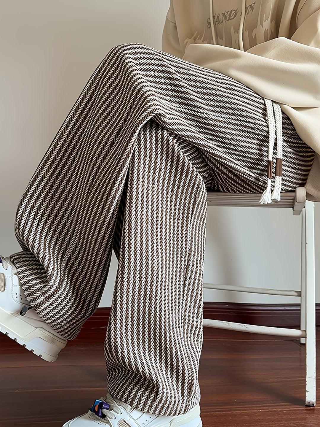 Leon | Gestreifte Hose mit weitem Bein